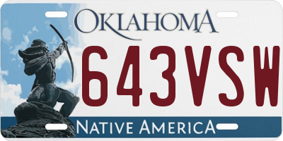 OK license plate 643VSW