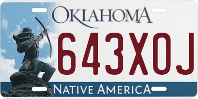 OK license plate 643XOJ