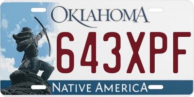 OK license plate 643XPF