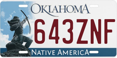 OK license plate 643ZNF