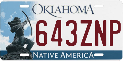 OK license plate 643ZNP