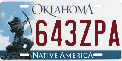 OK license plate 643ZPA