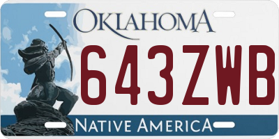 OK license plate 643ZWB