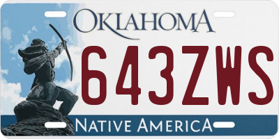 OK license plate 643ZWS