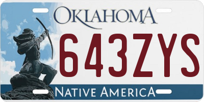 OK license plate 643ZYS