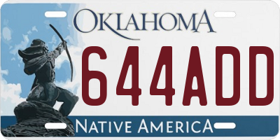 OK license plate 644ADD