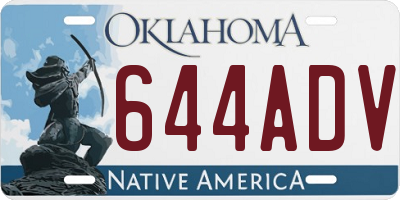 OK license plate 644ADV