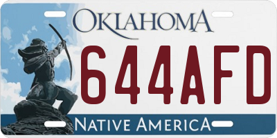 OK license plate 644AFD