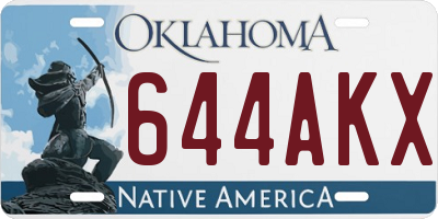 OK license plate 644AKX