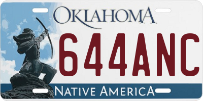 OK license plate 644ANC