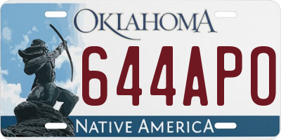 OK license plate 644APO