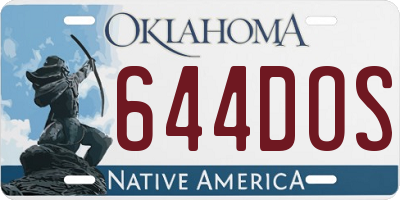 OK license plate 644DOS