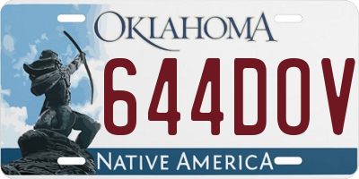 OK license plate 644DOV