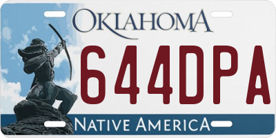 OK license plate 644DPA