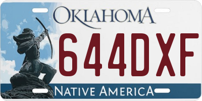 OK license plate 644DXF