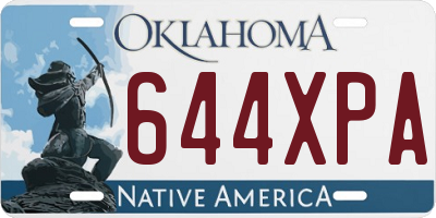 OK license plate 644XPA