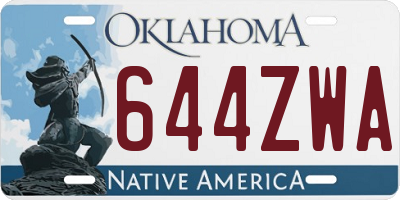 OK license plate 644ZWA