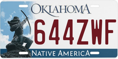 OK license plate 644ZWF