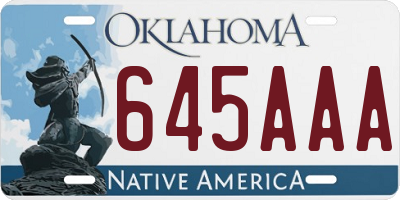 OK license plate 645AAA