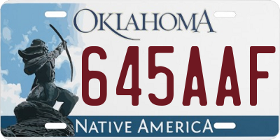 OK license plate 645AAF