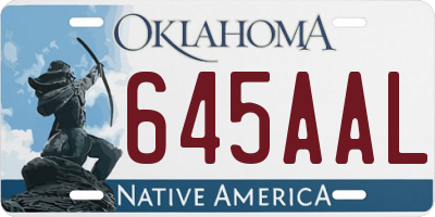 OK license plate 645AAL