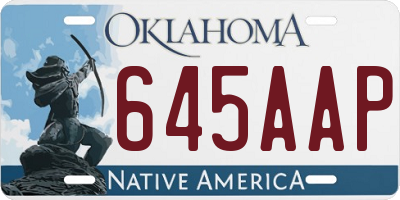 OK license plate 645AAP