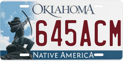 OK license plate 645ACM