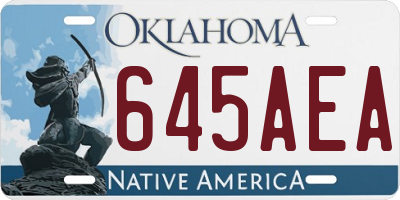 OK license plate 645AEA