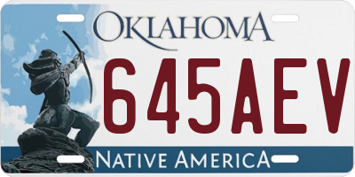 OK license plate 645AEV