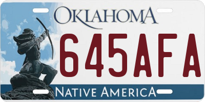 OK license plate 645AFA
