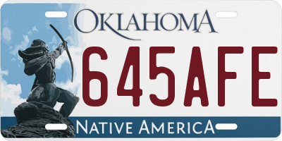 OK license plate 645AFE
