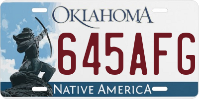 OK license plate 645AFG