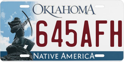 OK license plate 645AFH