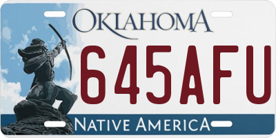 OK license plate 645AFU