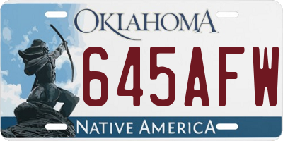 OK license plate 645AFW