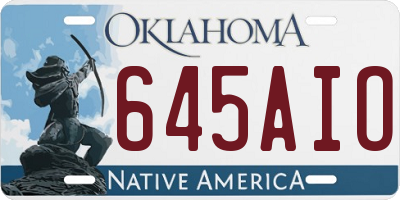 OK license plate 645AIO