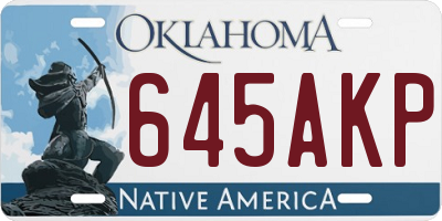 OK license plate 645AKP