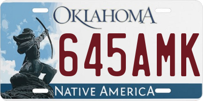 OK license plate 645AMK