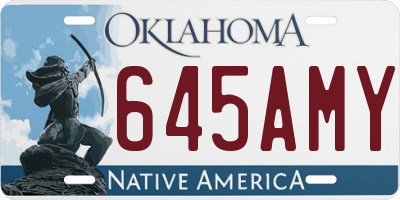 OK license plate 645AMY