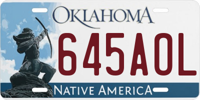 OK license plate 645AOL