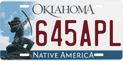 OK license plate 645APL
