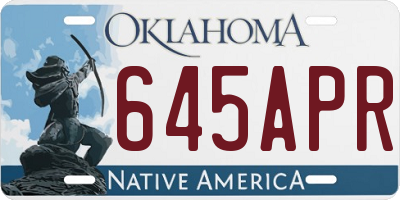 OK license plate 645APR