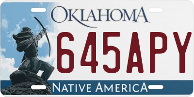 OK license plate 645APY