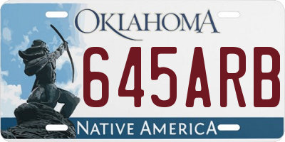 OK license plate 645ARB