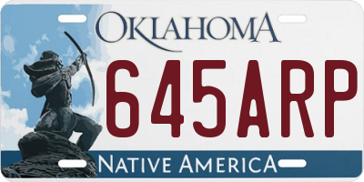 OK license plate 645ARP