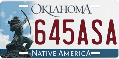 OK license plate 645ASA