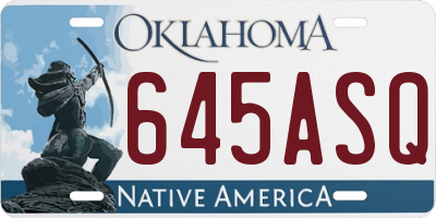 OK license plate 645ASQ