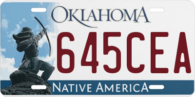OK license plate 645CEA