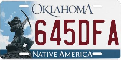 OK license plate 645DFA