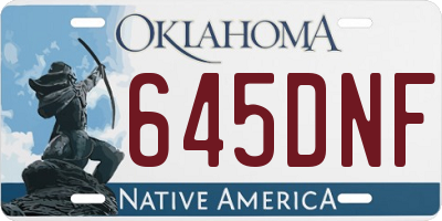 OK license plate 645DNF